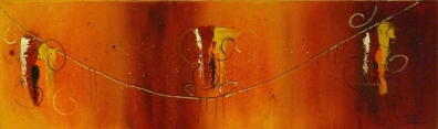 the line of fire - 30 cm x 100 cm, Acryl und Mischtechnik auf Leinwand  