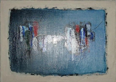 Verbundenheit - 80 x 80 cm, Acryl und Mischtechnik mit Sand aus dem Toten Meer auf Leinwand 
