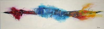 coleur de glacier - 50 x 130 cm, Acryl und Mischtechnik auf Leinwand 